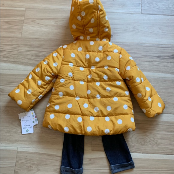 NWT YELLOW POLKA DOT JACKET 3 piece set shirt & pants 18 Mo Little Me - Picture 5 of 5